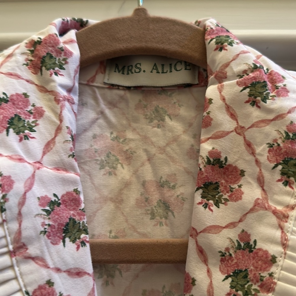 Mrs. Alice Pink Bouquet Dressing Gown Floral Patterned Robe House Dress SzXS-S - Picture 4 of 10